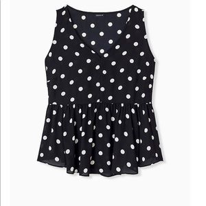 Torrid Black and White Pokadot Sleeveless Blouse